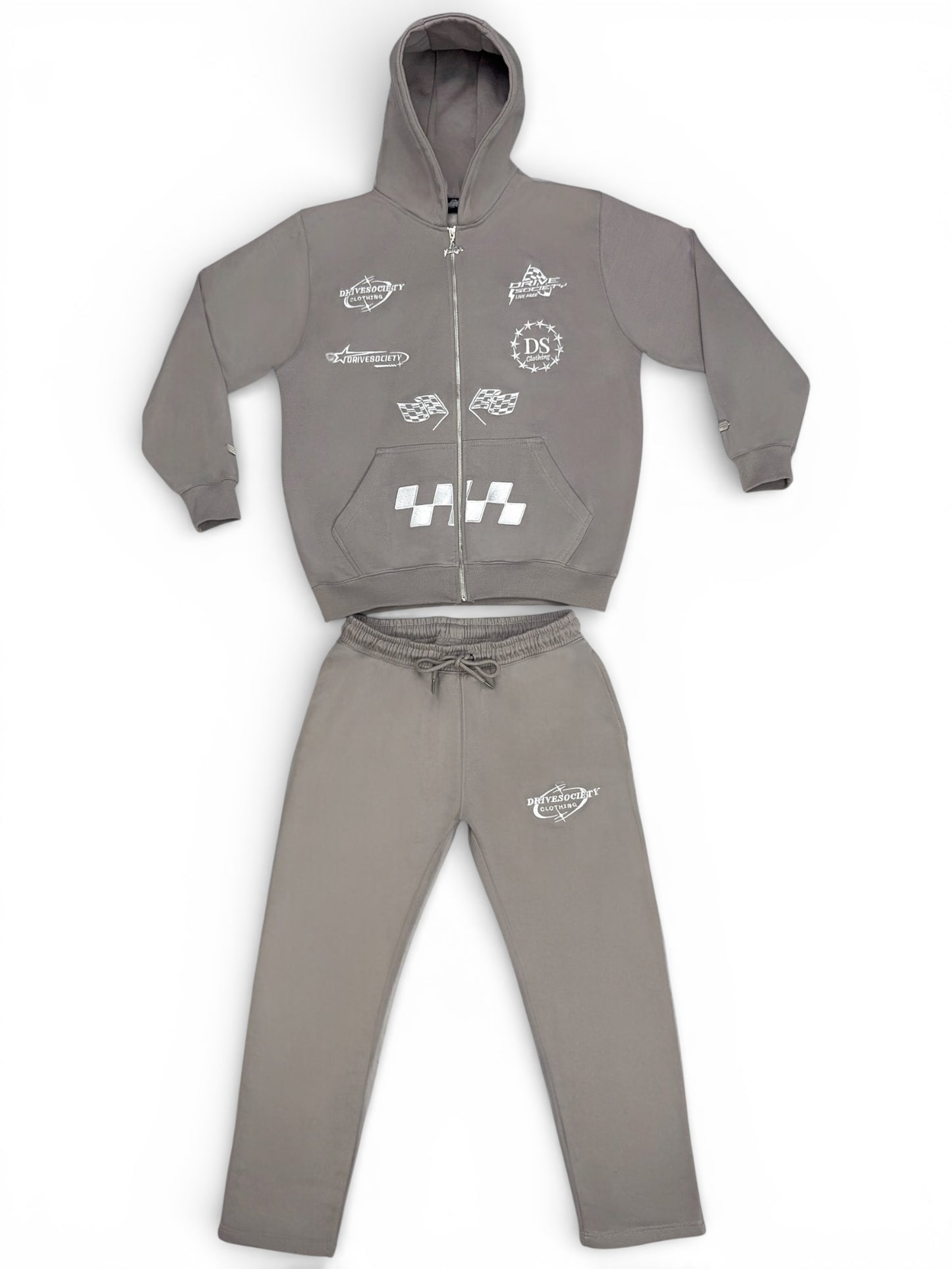 'DriveSociety-Racing' Tracksuit Grau