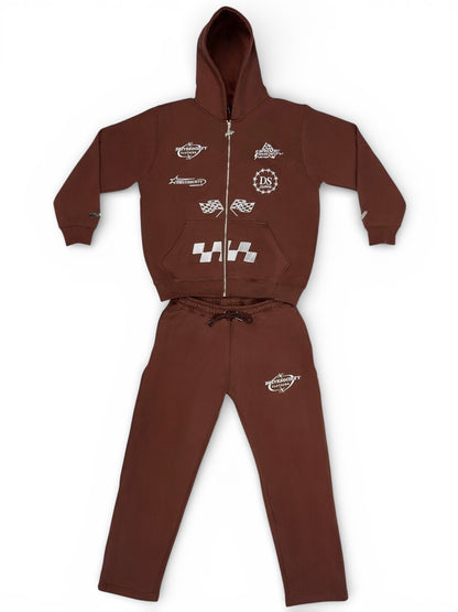 'DriveSociety-Racing' Tracksuit Braun